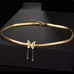 Pretty & Chic Gold Butterfly Stainless Steel Choker Necklace Accessory